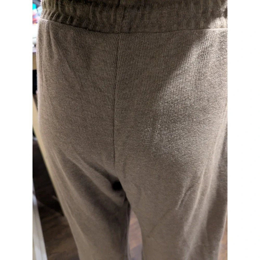 Zara Lounge Pants Beige Taupe Wide Leg Women's Size S Elastic Drawstring Pockets - Picture 6 of 9